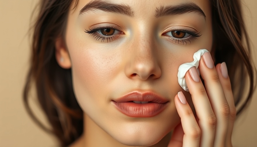 Woman applying Centella Asiatica extract cream, soothing skincare.