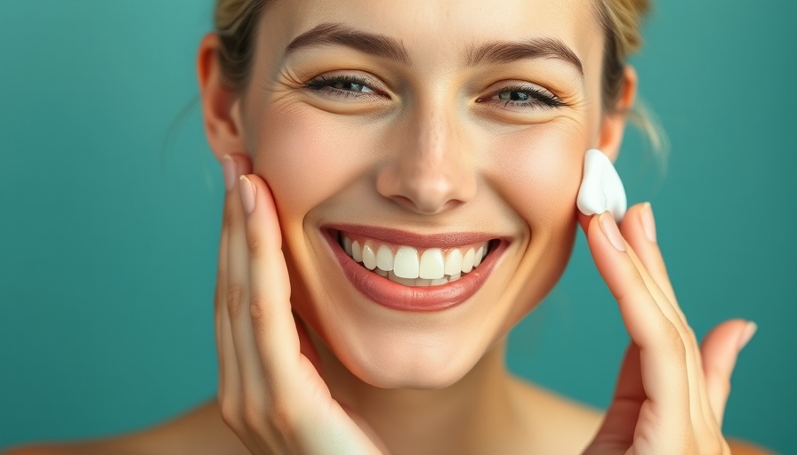 Woman using facial cream promoting sea buckthorn for skin.