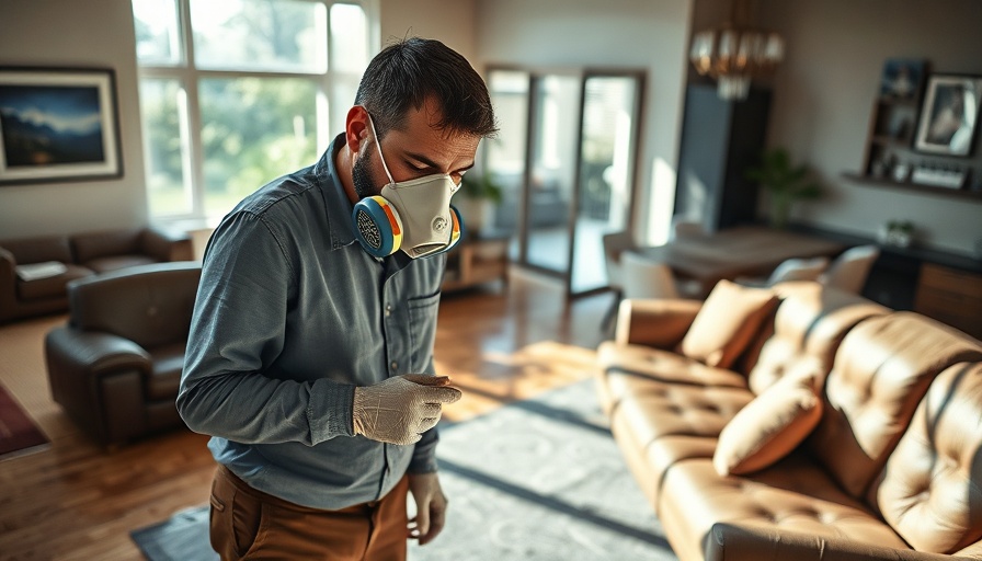Inspector checking pathogens in flood-damaged home.