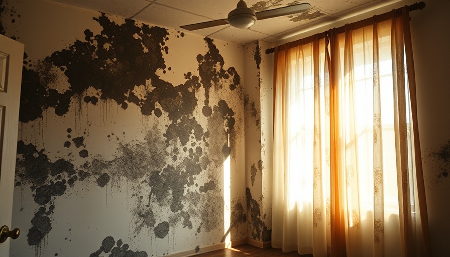 Severe mold infestation on interior walls in need of remediation.