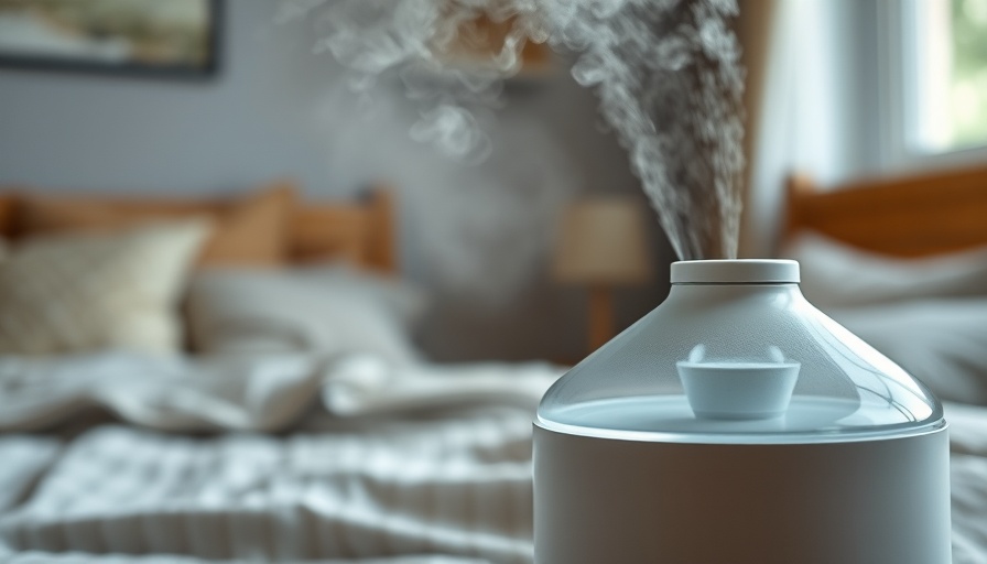 Humidifier misting in bedroom for mold exposure mitigation.