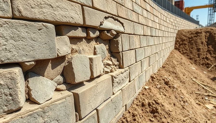 Retaining wall stabilization before and after comparison.