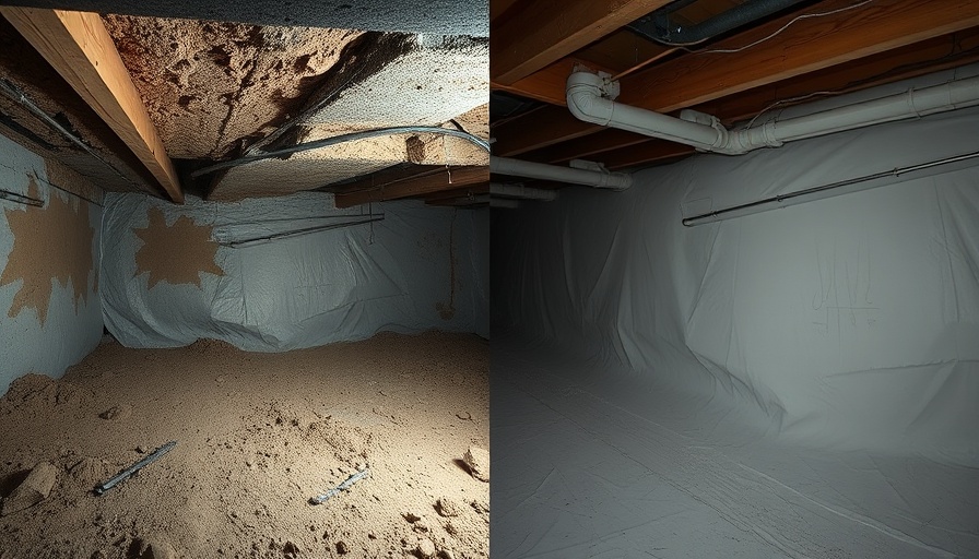 Before and after crawl space renovation addressing musty smell.