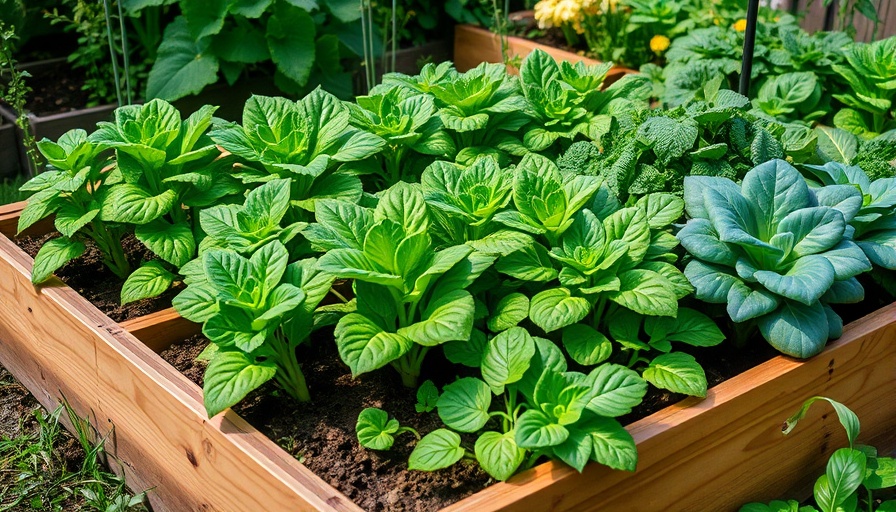 Close-up of square foot gardening with vibrant plants.