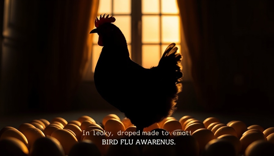 Silhouetted chicken with eggs for Bird Flu Pandemic Awareness.
