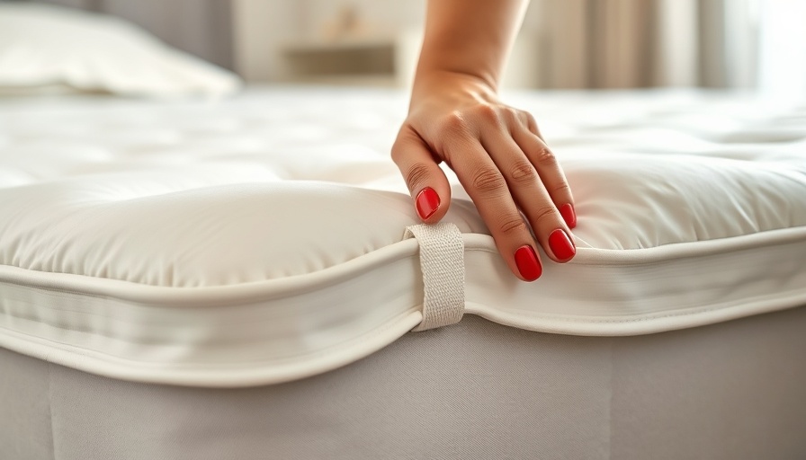 Close-up of mattress topper secured with elastic straps for sliding solutions.