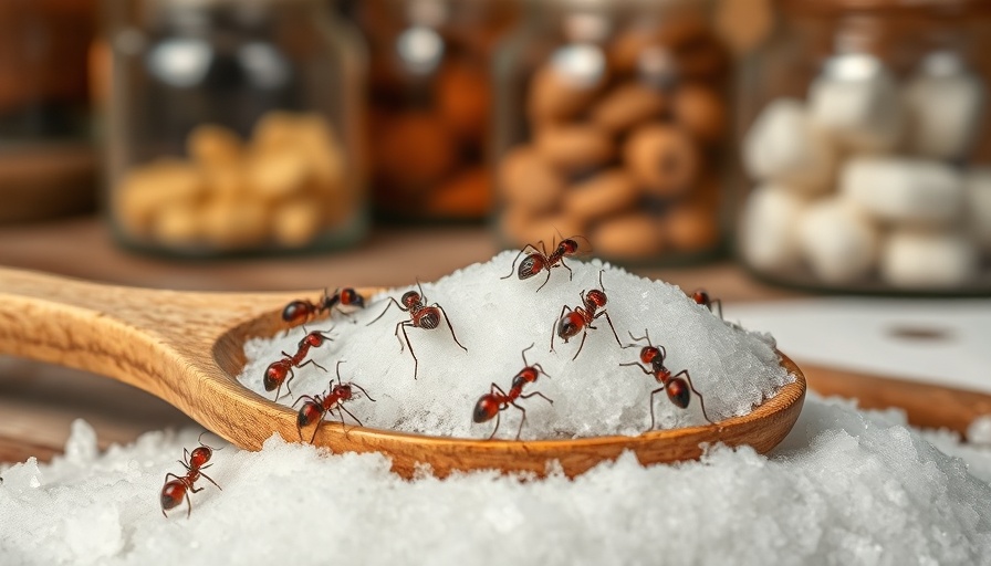 Sugar ants on spoonful of sugar in kitchen, Get Rid of Sugar Ants.
