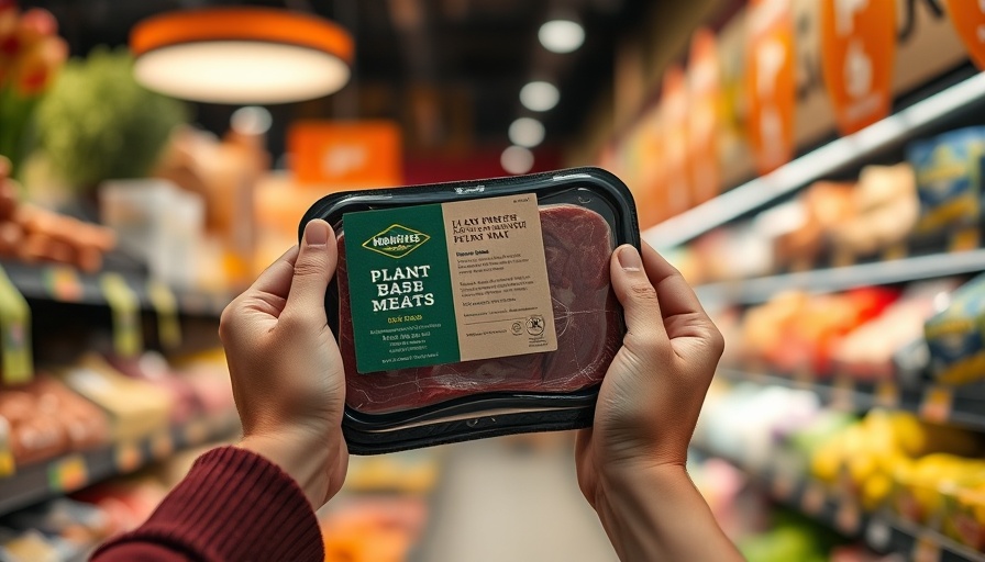 Heme in Impossible Burgers: close-up of plant-based meat package in store.