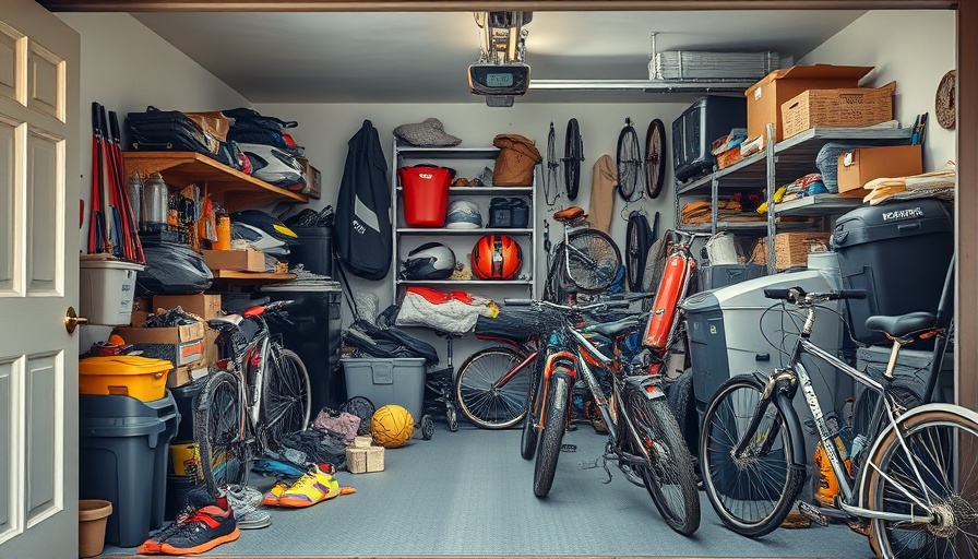 Cluttered garage storage with bikes and shelves, an example of what not to store in garage.