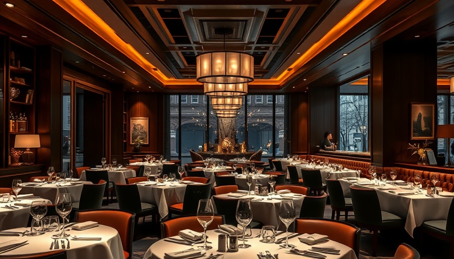 Elegant dining setting in a Dallas steakhouse, warm ambiance.