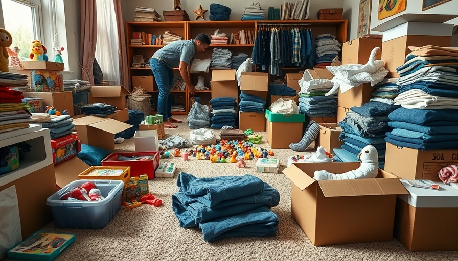Person organizing toys and clothes to avoid decluttering mistakes