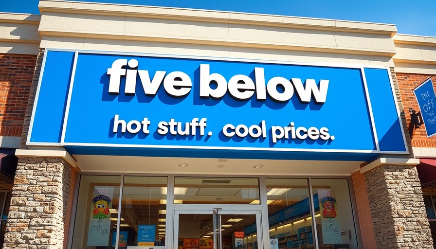 Five Below store facade with logo and tagline.