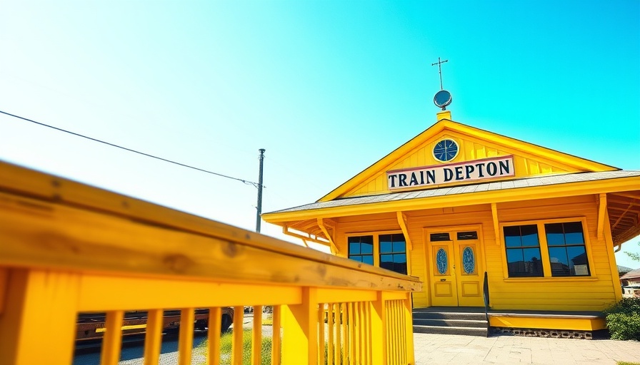 Historic train depot in Tomball TX under clear sky