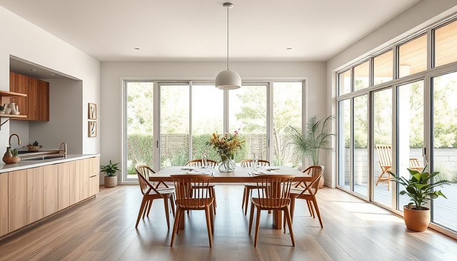 Modern indoor outdoor living design with dining and patio.