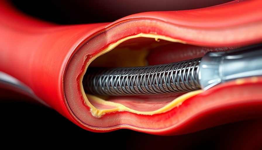 Illustration of angioplasty artery with stent showing effectiveness.