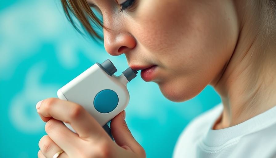Person using spirometer to measure lung function, impact of processed meat.