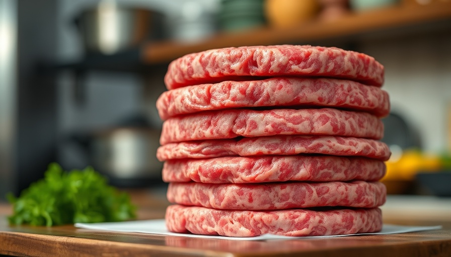Raw beef patties stacked on wire rack, related to heme iron and cancer risk.