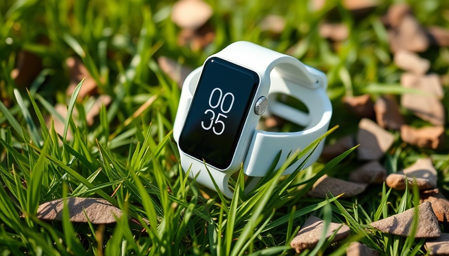 Fitness tracker on grass; enhancing performance and wellbeing.