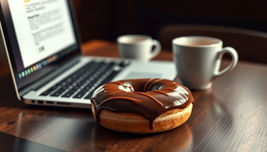 Friday Faves Guide: Coffee and donut beside a laptop.