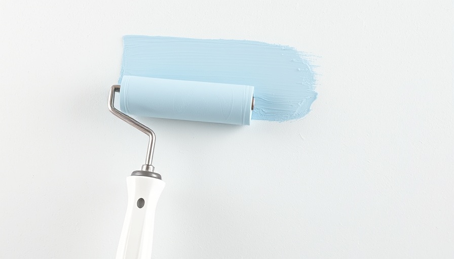 Haint blue paint applied with roller on a textured wall.