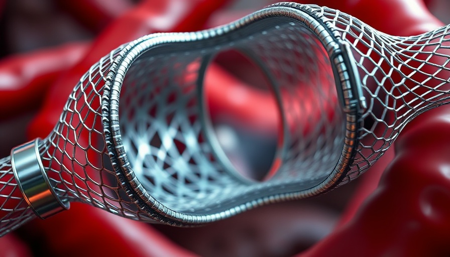 Illustration of heart stent expanding in artery showing risks.