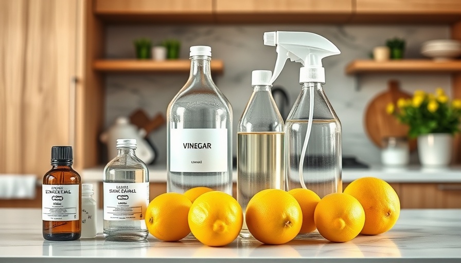 Ingredients for homemade cleaning sprays on kitchen counter.