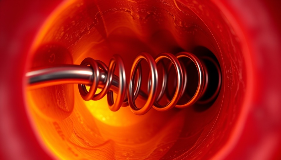 Detailed illustration of a stent in an artery, showing its structure and placement.