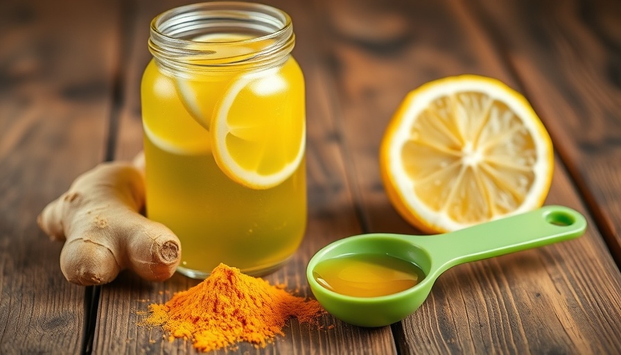 Detox tonic ingredients for lymph glands on wooden table