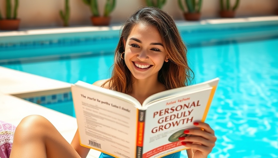 Woman reading by the pool, book recommendations for personal growth.