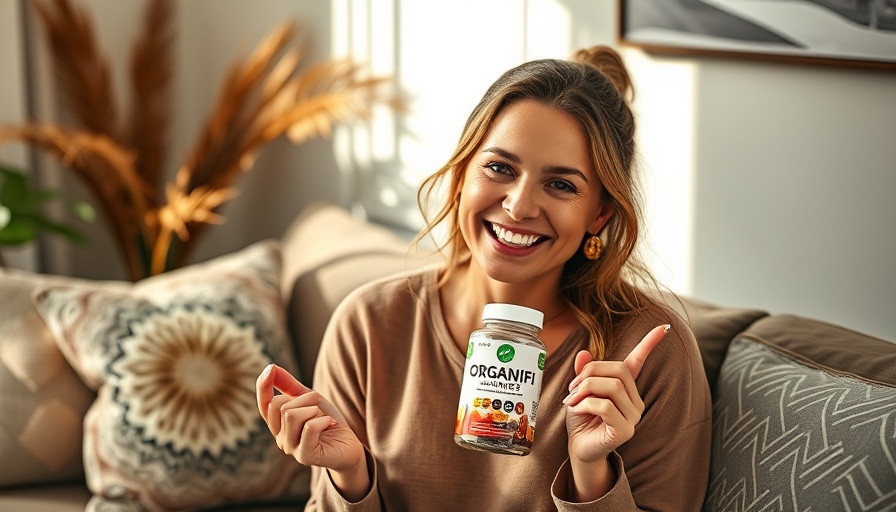 Smiling woman enjoying Organifi Creatine Gummies.