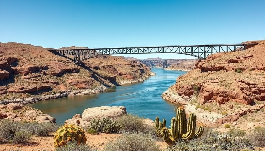 Val Verde County steel bridge over desert river landscape