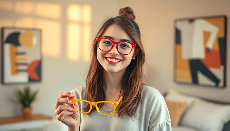 Woman trying best blue light blocking glasses indoors.