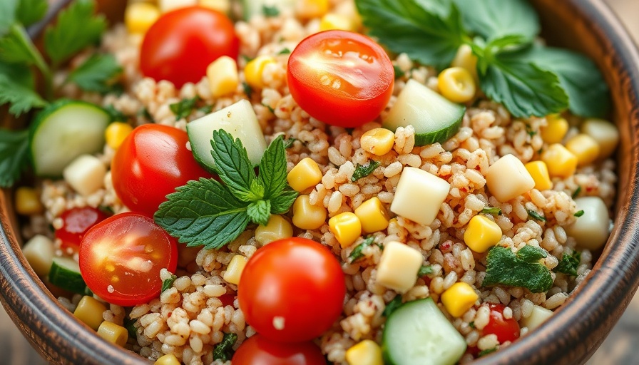 Colorful quinoa salad with vegetables, showcasing plant-based diets.