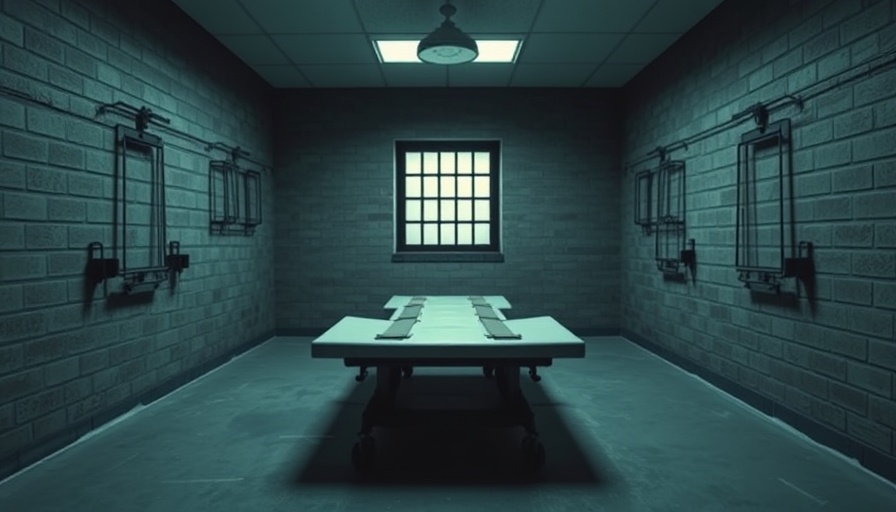 Texas execution chamber with gurney, related to death penalty.