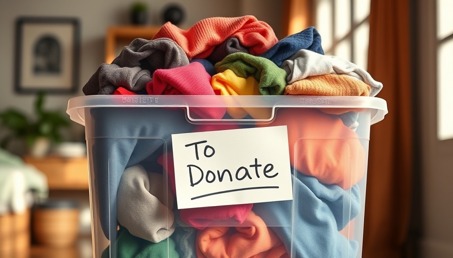 Gradual decluttering with a clear bin labeled 'To Donate' filled with clothes.