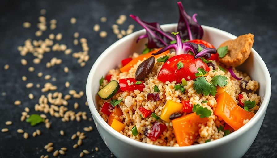 Plant-based dish for Crohn's treatment with quinoa and avocado.