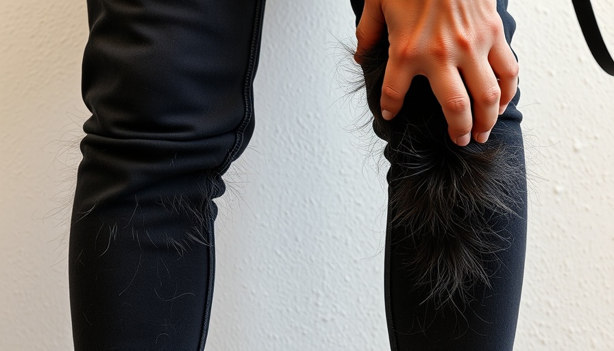 Person in black pants covered with pet hair; laundry hack to remove pet hair.
