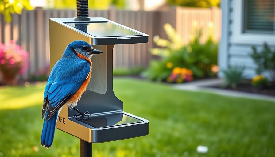 Costco Smart Bird Feeder with solar panel and bluebird.