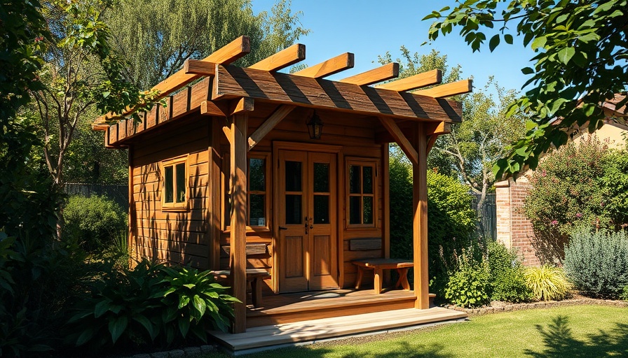 Charming granny pod with pergola in garden showcasing Granny Pods Living Solutions.