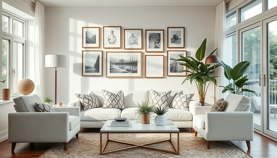 Elegant living room featuring grid walls decor trend with modern style.