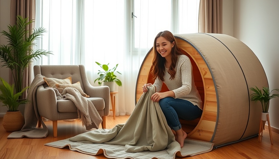 Young woman setting up sauna blanket, Benefits of a Sauna Post Workout, indoors.