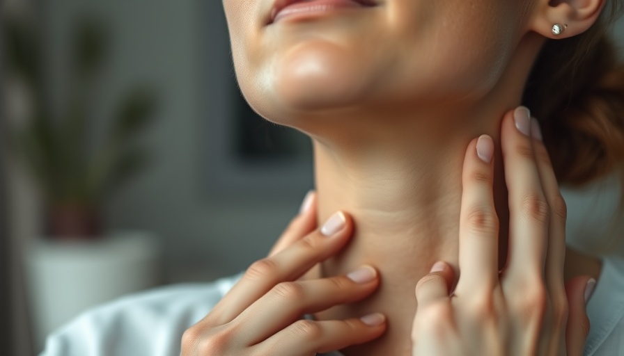 Woman checking thyroid health for plant-based diet benefits.