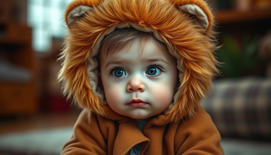 Adorable toddler in lion hood calmly observing; strong-willed toddler tantrums.
