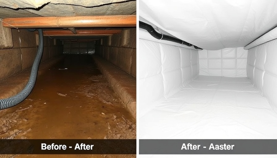 Wet crawl space repair before and after transformation.