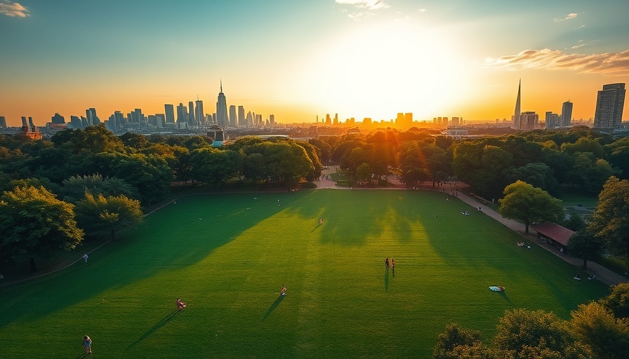 Hermann Park during July events in Houston with skyline view.