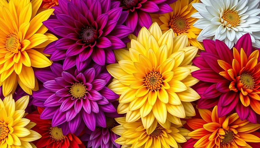 Colorful dahlia blooms in close-up, vibrant garden flowers.