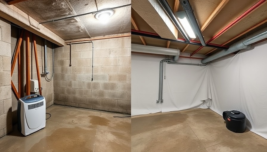 Before and after wet basement repair in Warrenton VA.