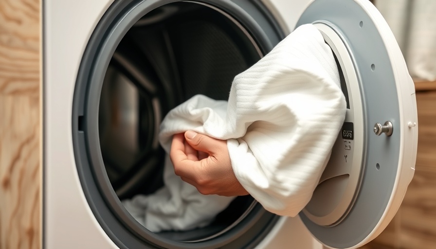 Hands placing fabric in dryer on delicate cycle.
