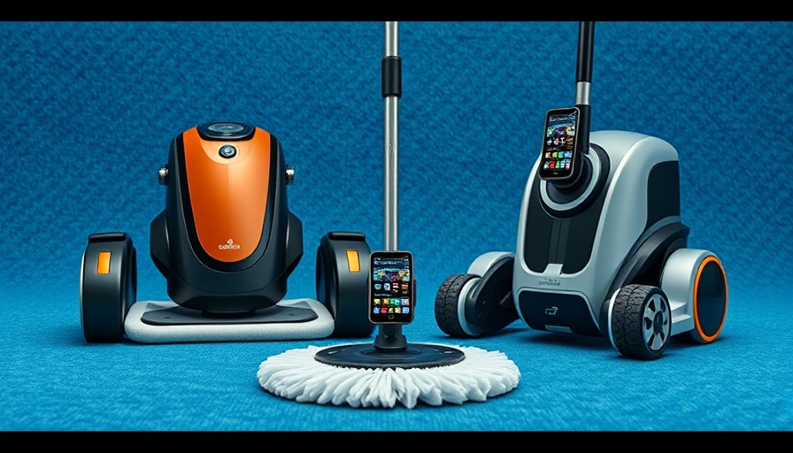 Top robot mops with app connectivity in a vibrant blue setting.