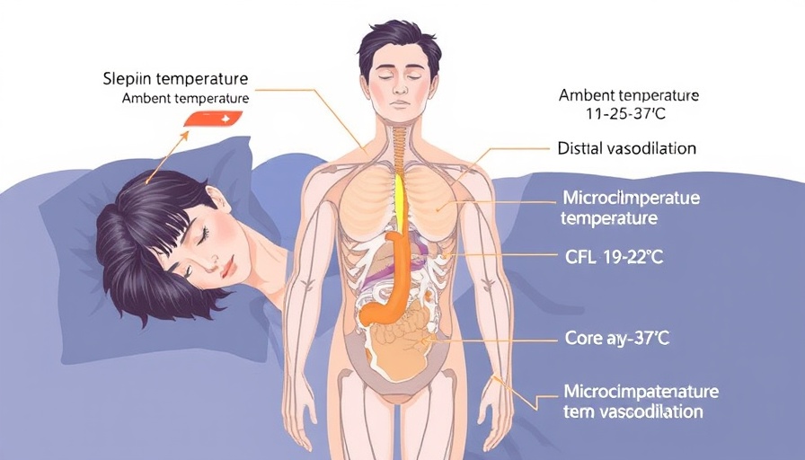 Diagram of body temperature for better sleep in a cool room.